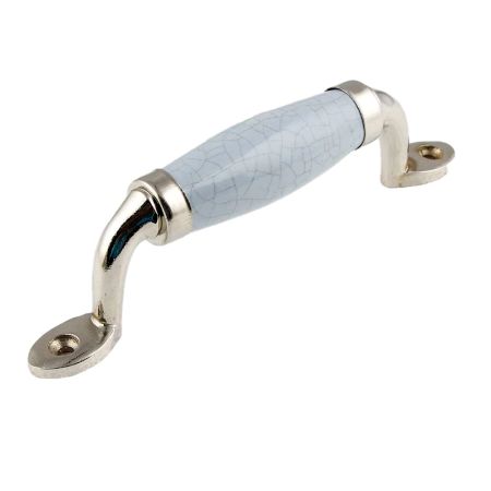 Grey Crackle Small Ceramic Silver Door Handles